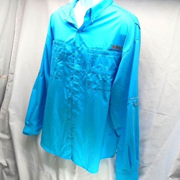 Columbia PFG Performance Button Down Long Sleeve Omni Shade Men's XLT. Blue. - Picture 5 of 12